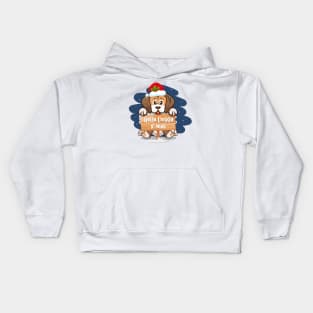 christmas dog holly jolly Kids Hoodie